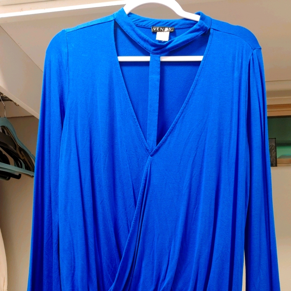 Royal blue T strap blousson